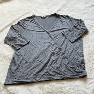 Reitmans Grey Half Sleeve Cross Over Detail Top